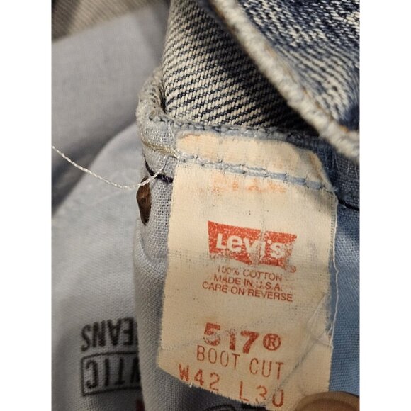 Levis 517 Jeans 42x30 Blue Denim Bootcut Cowboy Vintage Made in USA 1999 - Picture 9 of 10